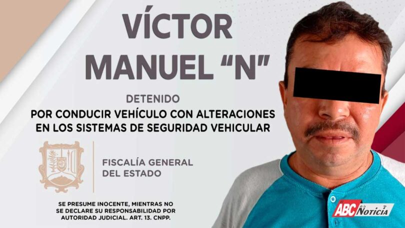 Detienen sujeto por conducir vehículo con alteraciones en los sistemas de seguridad vehicular