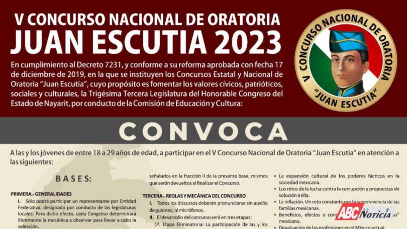 Invita Congreso de Nayarit al Concurso Nacional de Oratoria Juan Escutia