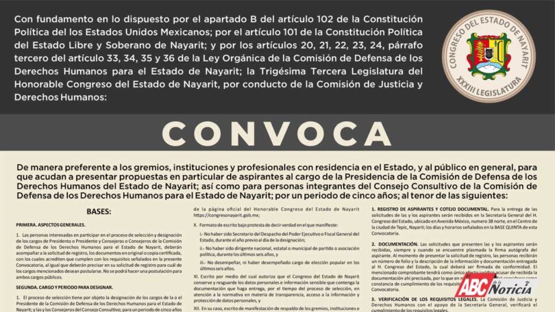 Designación de la Presidencia y Consejerías del Consejo Consultivo de la Comisión de Defensa de los Derechos Humanos para el Estado de Nayarit