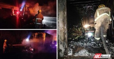 Bomberos sofocan incendio de tráiler en la carretera Federal 15D