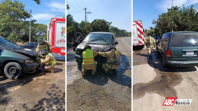 Atienden Bomberos de Nayarit un incendio de vehículo en Compostela