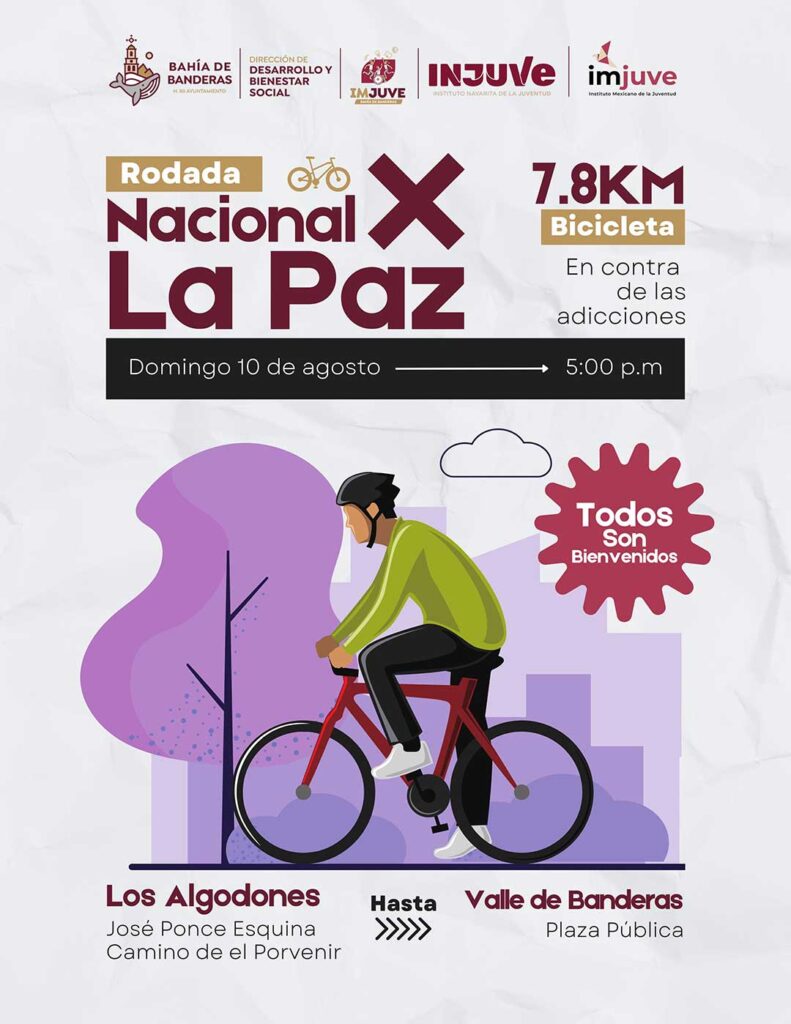 Bahía de Banderas invita a la “Rodada Nacional por la Paz” en contra de las adicciones