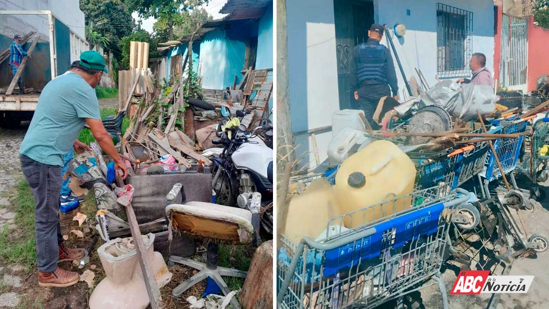 La enorme cantidad de desechos estaba acumulada en un domicilio particular, lo cual fue denunciado por vecinas y vecinos de la colonia Comerciantes