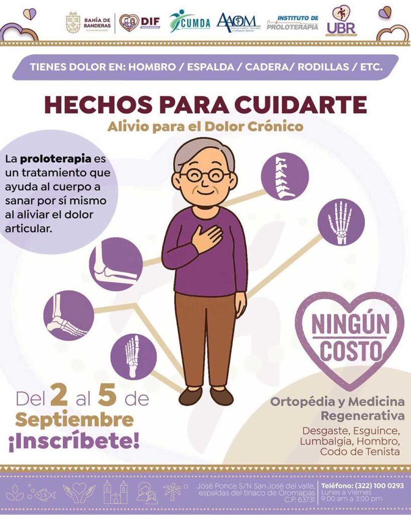 Bahía de Banderas ofrece campaña gratuita de proloterapia para personas con dolor crónico