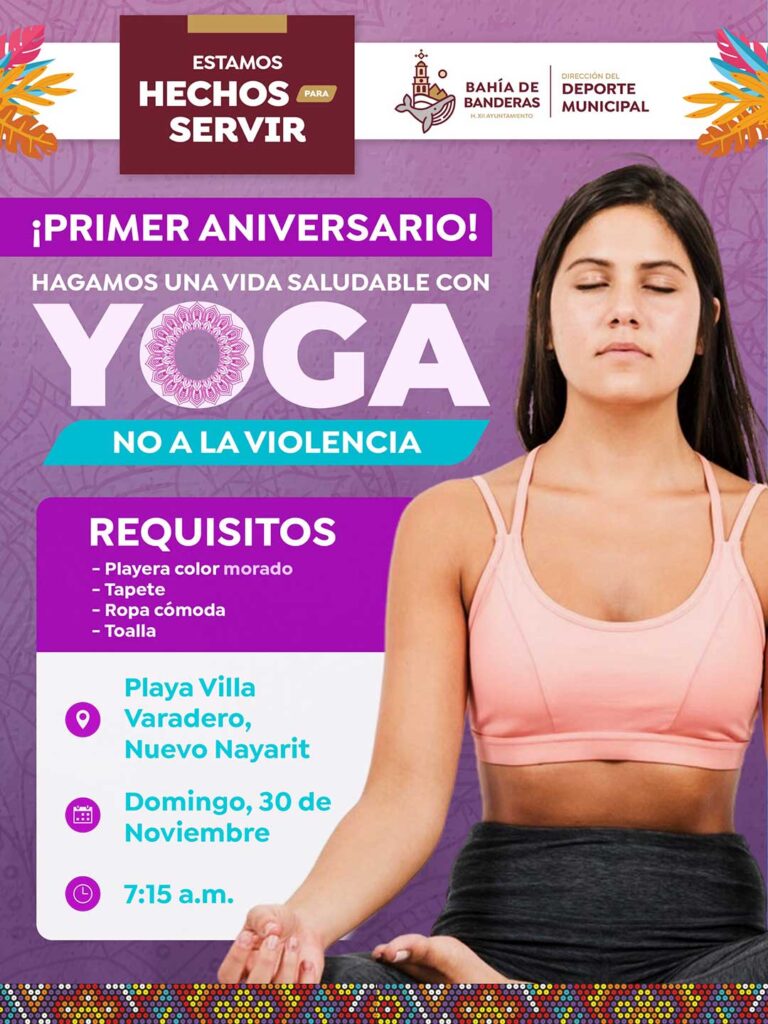 El Gobierno de Bahía de Banderas invita a celebrar el primer aniversario de “Hagamos una vida saludable con Yoga”