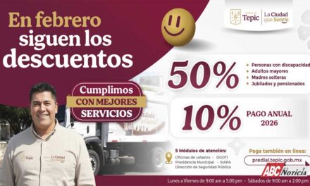 ¡En febrero siguen los descuentos del Gobierno de Tepic!