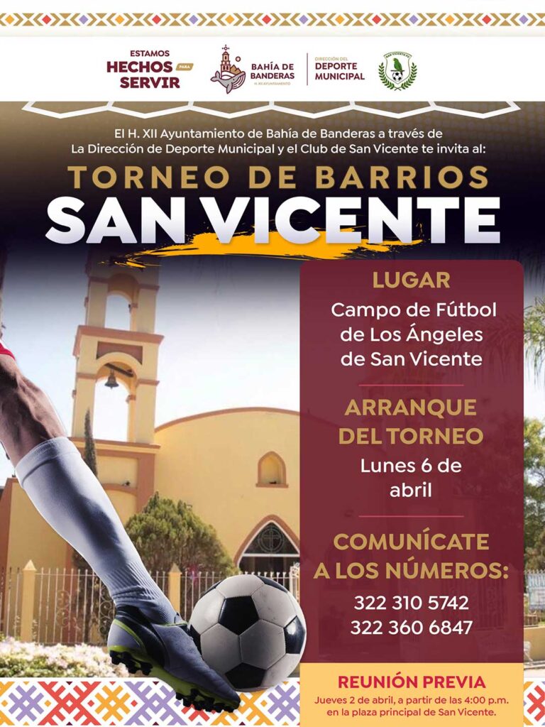 Gobierno de Bahía de Banderas invita a participar en el Torneo de Barrios en San Vicente