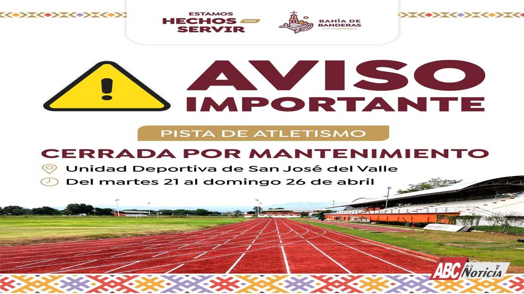 Cierre temporal de pista de atletismo en San José del Valle por mantenimiento