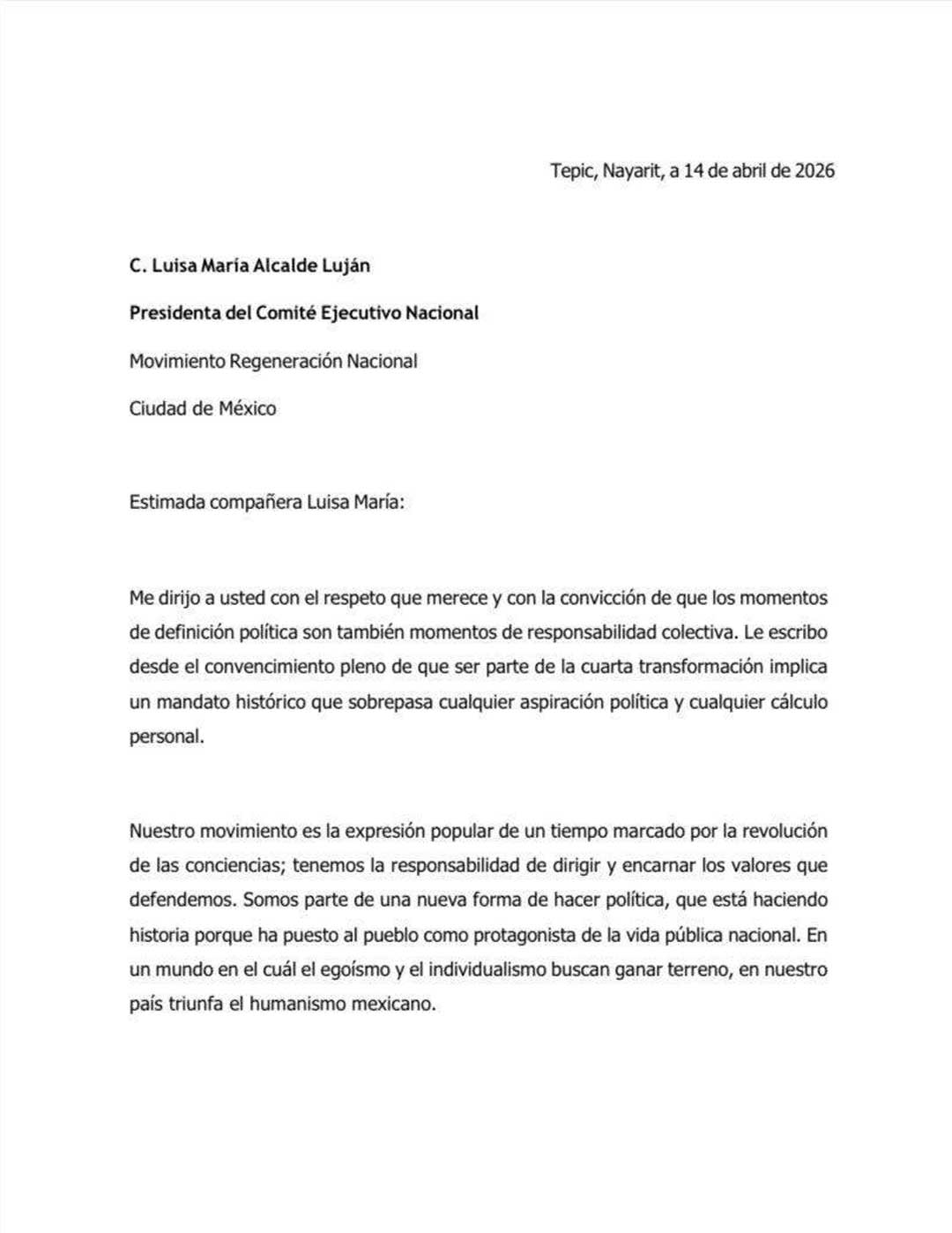 Geraldine Ponce lidera la unidad de Morena en Nayarit
