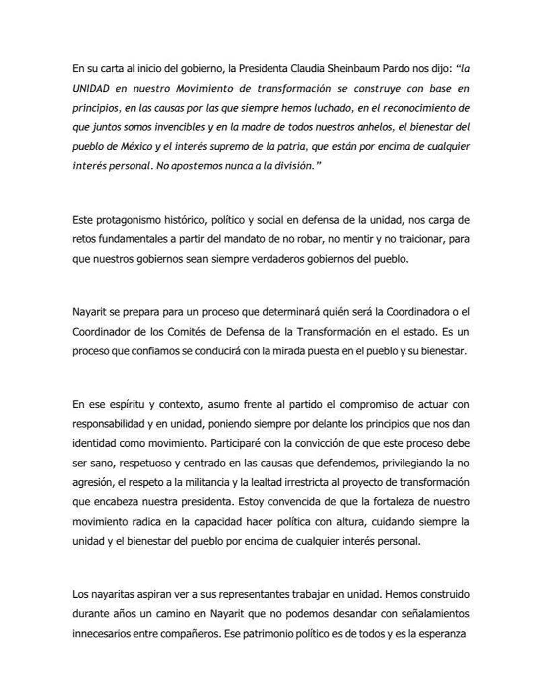 Geraldine Ponce lidera la unidad de Morena en Nayarit