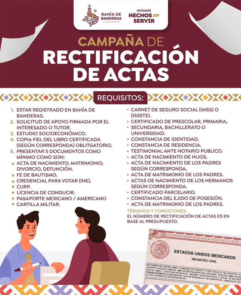 Gobierno de Bahía de Banderas impulsa campaña para la rectificación de actas