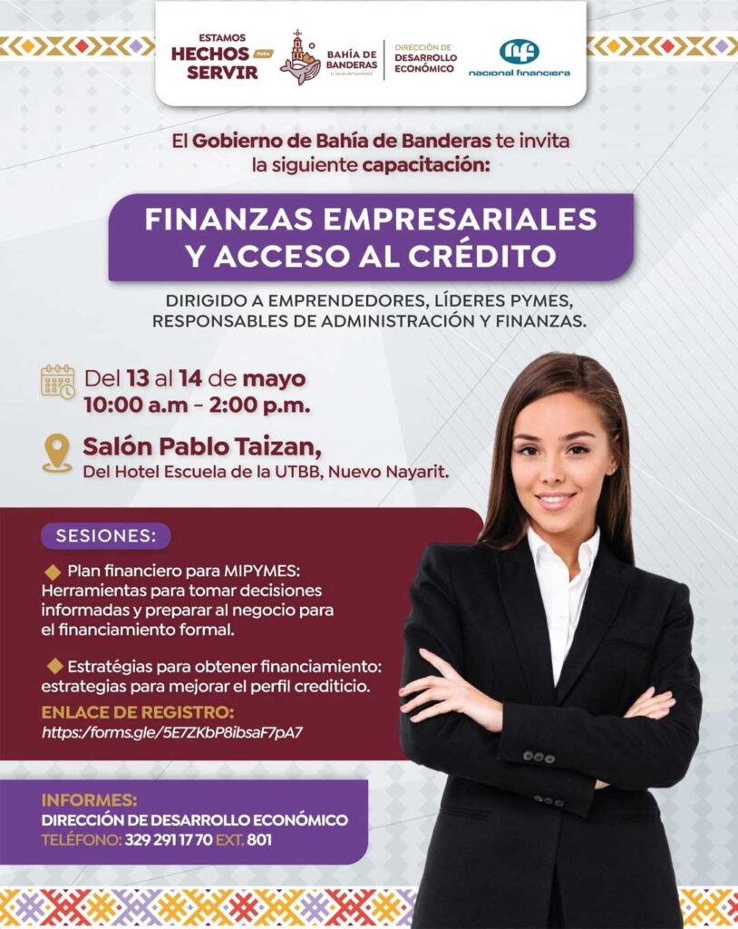 Gobierno de Bahía de Banderas invita a capacitación sobre finanzas empresariales y acceso al crédito