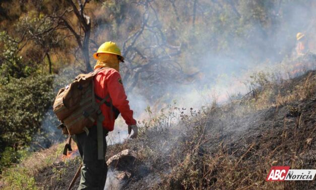 Combaten incendio forestal en el cerro San Juan para evitar mayores riesgos