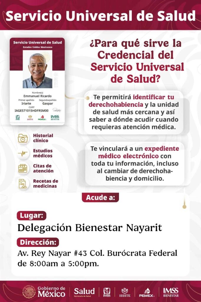 En Nayarit continúa la credencialización del Servicio Universal de Salud para derechohabientes de las Pensiones para el Bienestar
