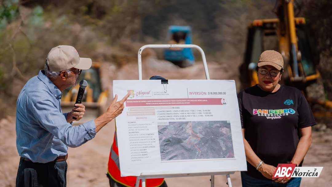 Miguel Ángel Navarro y Beatriz Estrada fortalecen la conectividad carretera en San Pedro Lagunillas